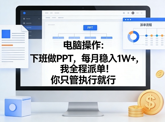 电脑操作：下班做PPT，每月稳入1W+，我全程派单！你只管执行就行【揭秘】-泡泡网创