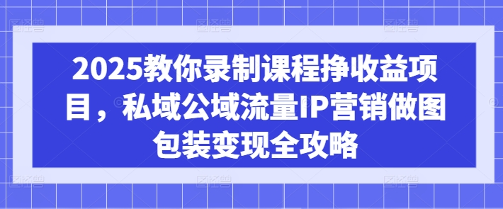 2025教你录制课程挣收益项目，私域公域流量IP营销做图包装变现全攻略-泡泡网创
