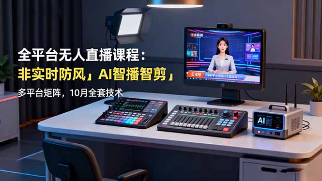 全平台无人直播课程：非实时防风＋AI智播智剪＋多平台矩阵，10月全套技术-泡泡网创