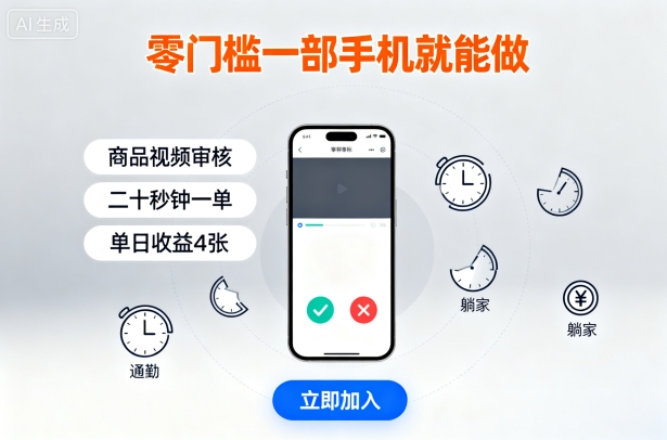 零门槛一部手机就能做，商品视频审核，通勤躺家碎片时间都能做，二十秒钟一单，单日收益4张【揭秘】-泡泡网创
